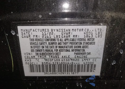 2022 Nissan Sentra Sv Xtronic Cvt from USA, damaged, VIN 3N1AB8CV2NY313877
